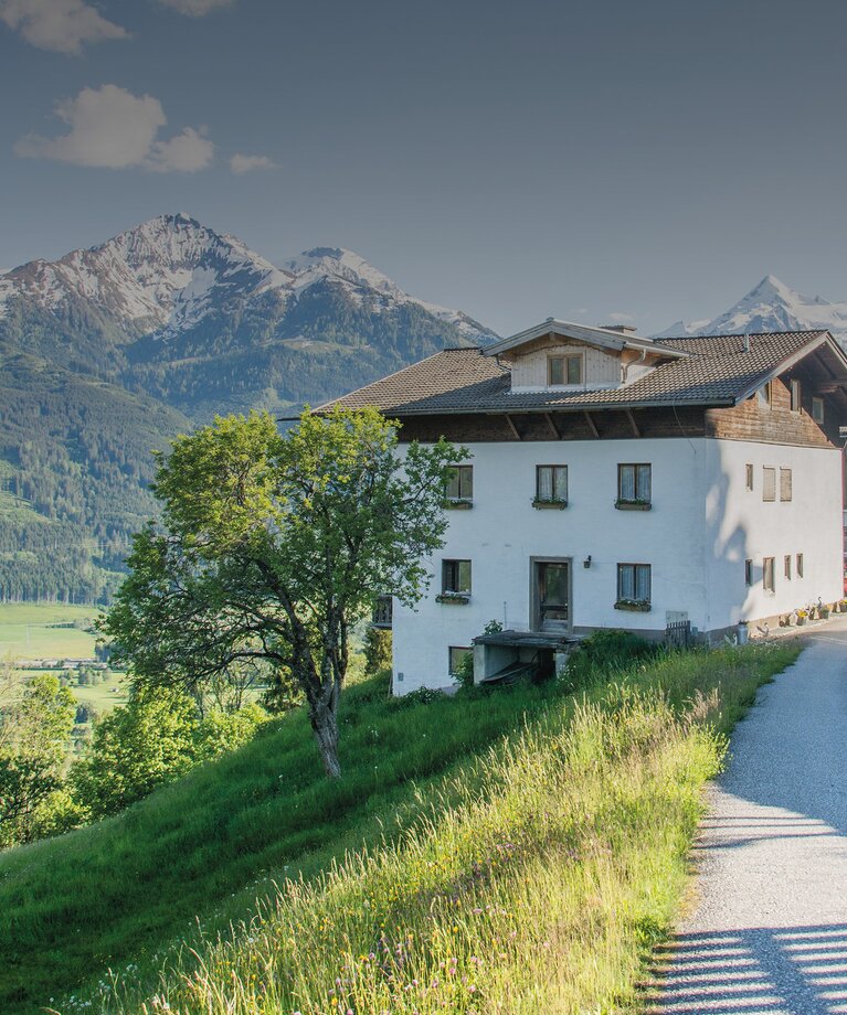 Ansicht von der Einfahrt des Hauses und des Hofes mit Berglandschaft | © Privat