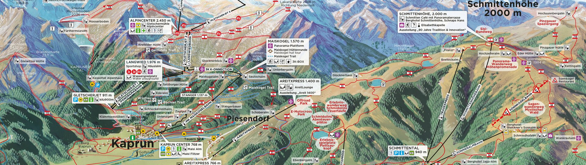 Regionspanorama-Karte im Sommer von Zell am See-Kaprun | © Zell am See-Kaprun Tourismus