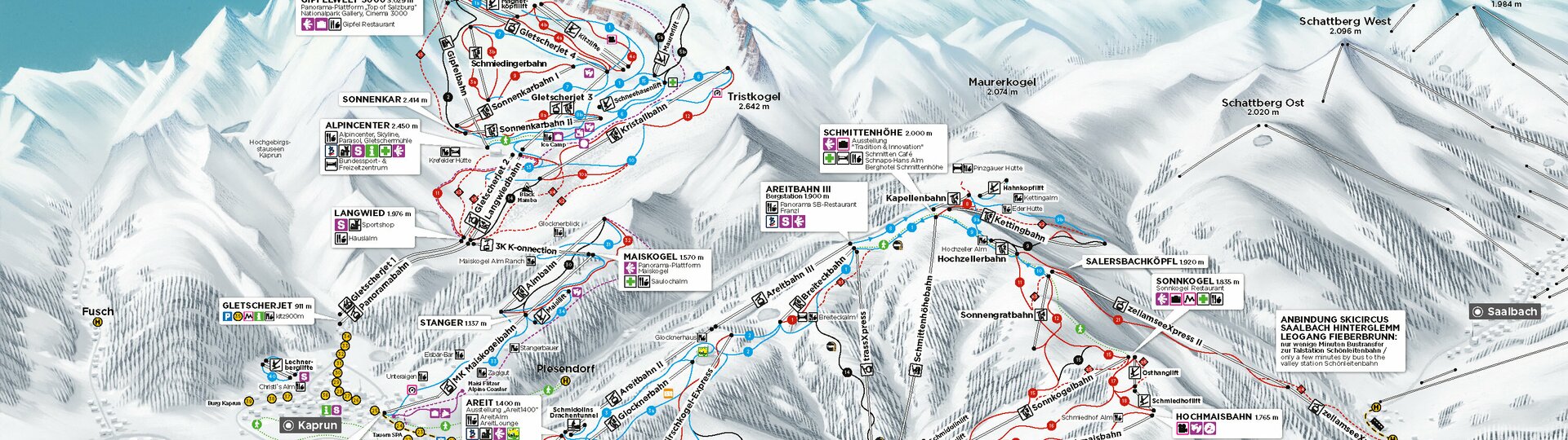 Pistenplan im Winter von Zell am See-Kaprun | © Zell am See-Kaprun Tourismus